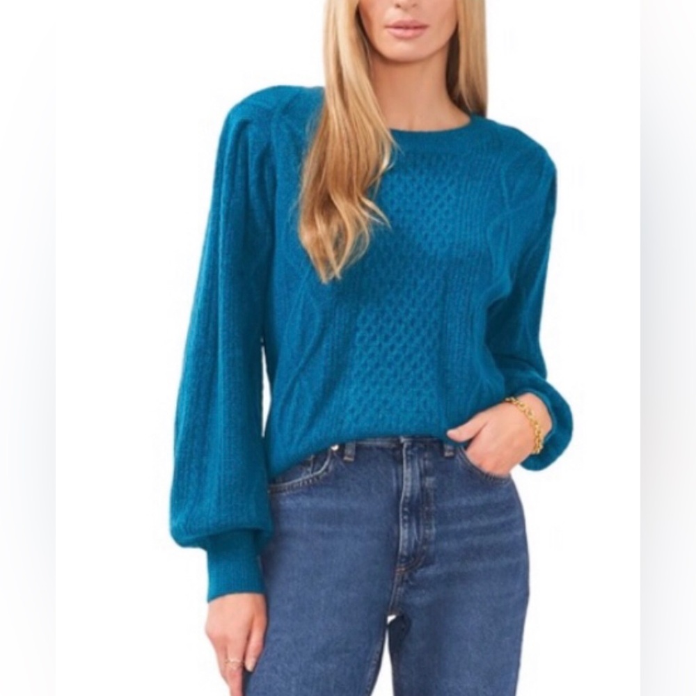 1. State Variegated Cable knit Teal Sweater Size XS